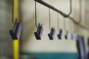 Small pieces powder coated black