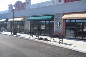 Powder coated awnings for a new shopping center in Lititz, PA