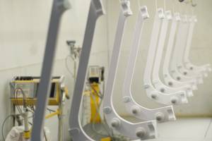 White powder coating pieces for a commercial project