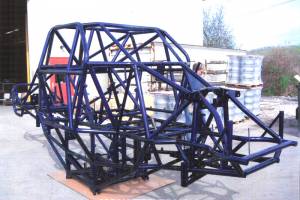 A monster truck frame that has been powder coated