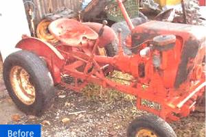 a tractor before we powder coat