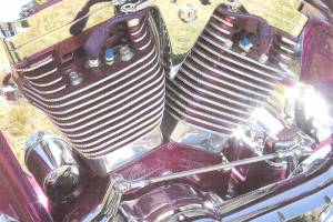 Powder coated motorcycle engine pieces